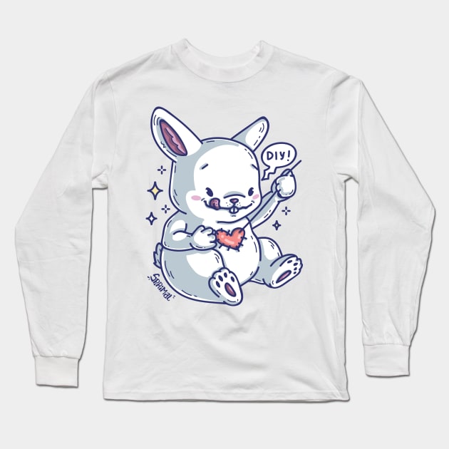 Bunny rabbit patching up the heart saying DIY Long Sleeve T-Shirt by SPIRIMAL